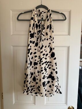 Abercrombie & Fitch Black and White Halter Dress with Spot Print